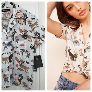 Reformation Holiday Linen Janeiro tropical print M